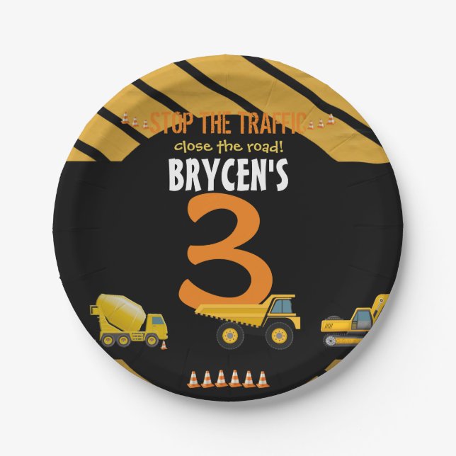 Bau Birthday Dump Truck Party Papiertafel Pappteller (Vorderseite)