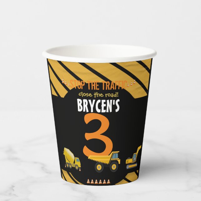 Bau Birthday Dump Truck Party Pappbecher (Vorderseite)