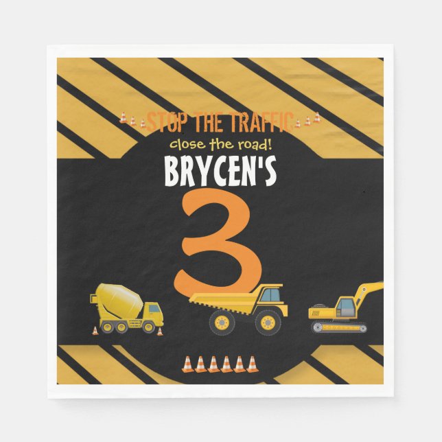 Bau Birthday Dump Truck Party Serviette (Vorderseite)