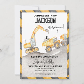 Bau Birthday Einladung, Dump alles! Einladung