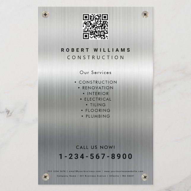 Bau-Builder Metal QR Code Business Flyer (Vorne)