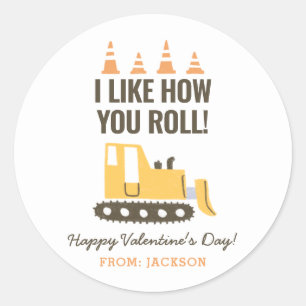 Bau Bulldozer Kinder Klassenzimmer Valentine Runder Aufkleber