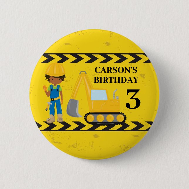 Bau Custom African American Birthday Boy Button (Vorderseite)
