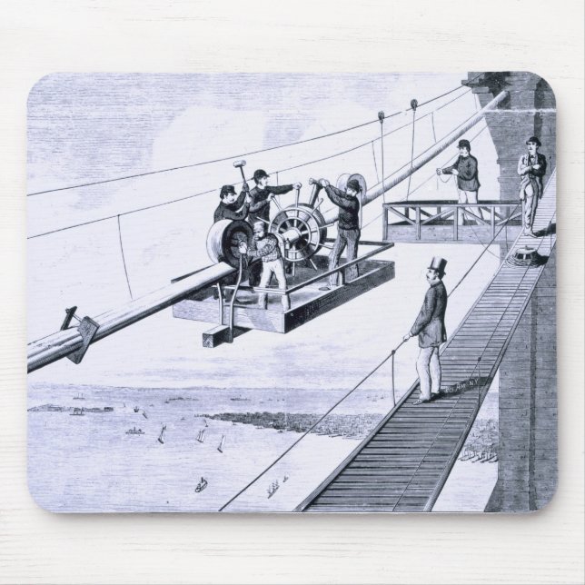 Bau der Brooklyn-Brücke, New York (litho) Mousepad (Vorne)