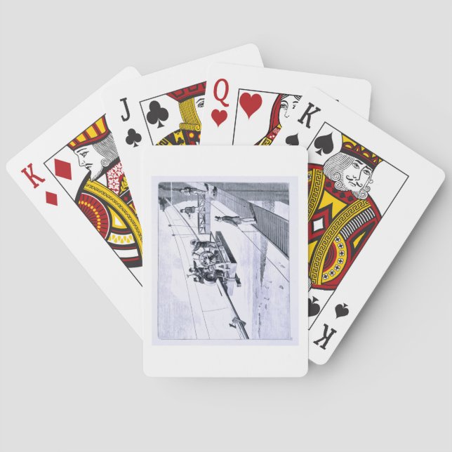 Bau der Brooklyn-Brücke, New York (litho) Spielkarten (Rückseite)