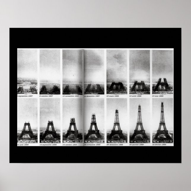 Bau des Eiffelturmplakats Poster (Vorne)