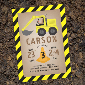 Bau des Grabungswerks Orange Cone Geburtstag Einladung