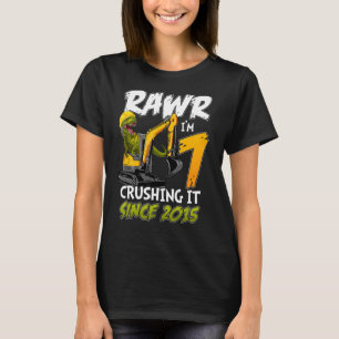 Bau Dinosaurier Rawr Ich bin 7 Jahre alt 7. Bir T-Shirt