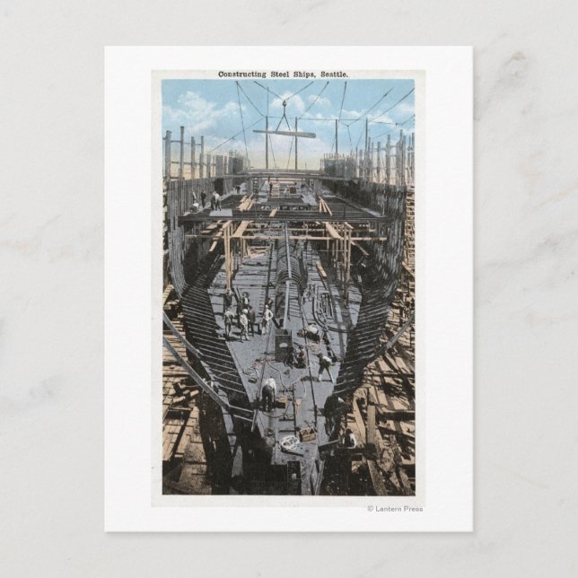 Bau einer Stahlschiff-Szene Postkarte (Vorderseite)