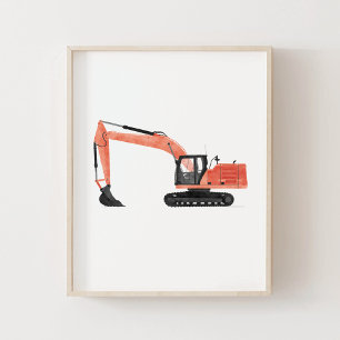 Bau eines roten Baggers Kids Room Decke Poster