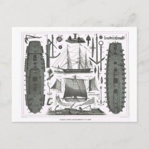 Bau eines Schiffes Postkarte