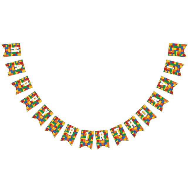 Bau-Gebäude Blocks Geburtstag Wimpelkette (Alle)