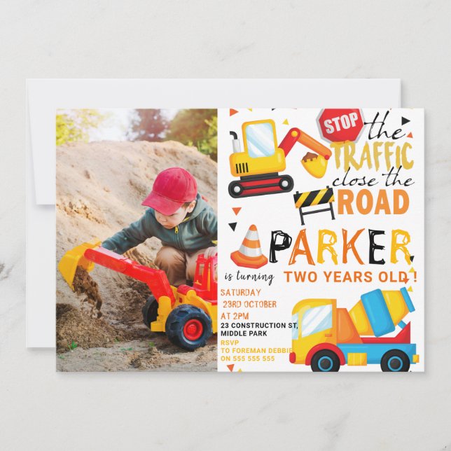 Bau Geburtstag Niedliches Foto Einladung (Vorderseite)