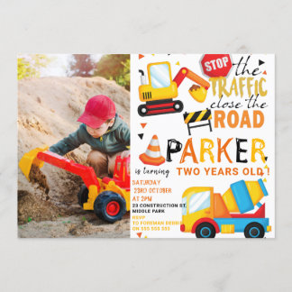 Bau Geburtstag Niedliches Foto Einladung