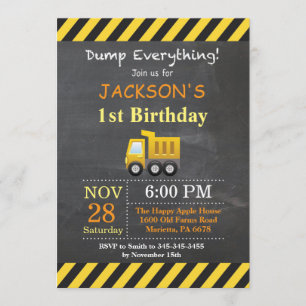 Bau-Geburtstags-Kipper-Einladung Einladung