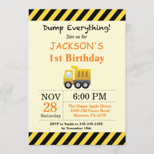 Bau-Geburtstags-Kipper-Einladung Einladung