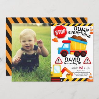Bau Geburtstagsboy Dump Truck mit Foto Einladung