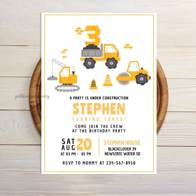 Bau Geburtstagspartei Einladung Vorlagen (Construction Birthday Party Invitation
)
