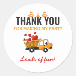 Bau Geburtstagsparty Dump Truck Runder Aufkleber