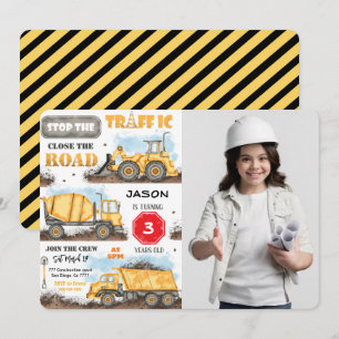 Bau Geburtstagsparty Einladung mit Foto