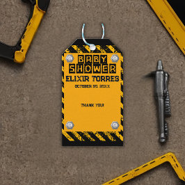 Bau Gelb- und Black-Baby-Dusche Geschenkanhänger