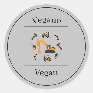 Bau Graue zweisprachige Geburtstag Vegan Vegano Runder Aufkleber