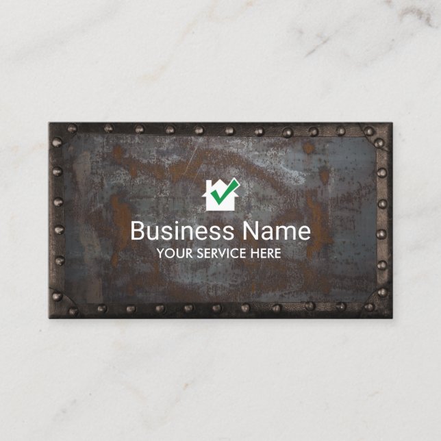 Bau-Hausikone Vintages rostiges Metall gerahmt Visitenkarte (Vorderseite)