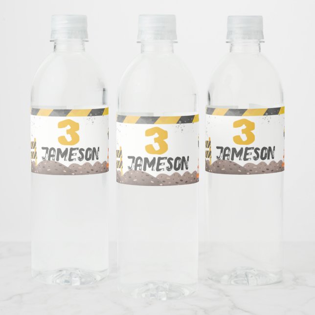 Bau, Hüftwagen Geburtstag Wasserflaschenetikett (Flaschen)