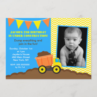 Bau-Kipper-Foto-Geburtstags-Einladungen Einladung