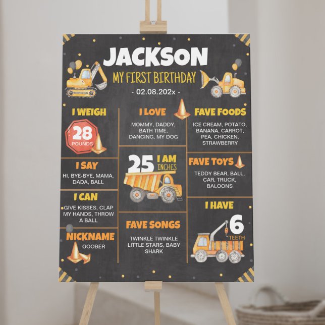 Bau-Lastkraftwagen Geburtstag Milestone-Zeichen Poster (Von Creator hochgeladen)