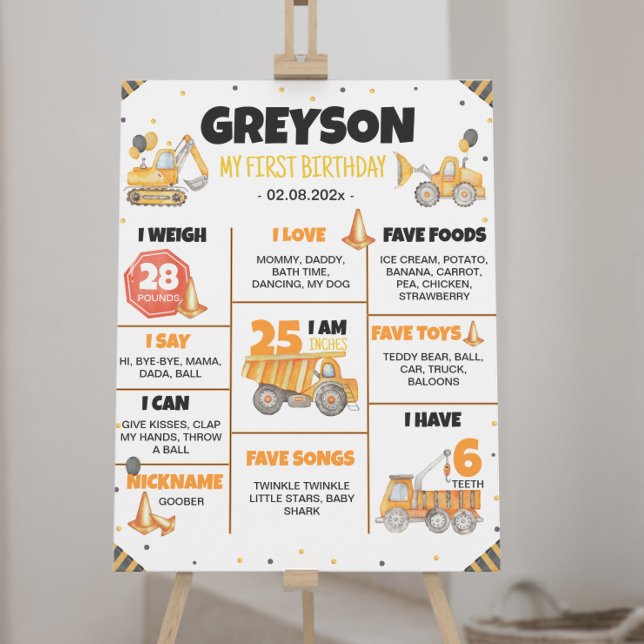 Bau-Lastkraftwagen Geburtstag Milestone-Zeichen Poster (Von Creator hochgeladen)