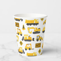 Bau-LKWs Geburtstagsparty Muster weiß