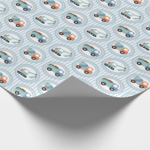 Bau-LKWs - niedliches blaues Weiß Geschenkpapier