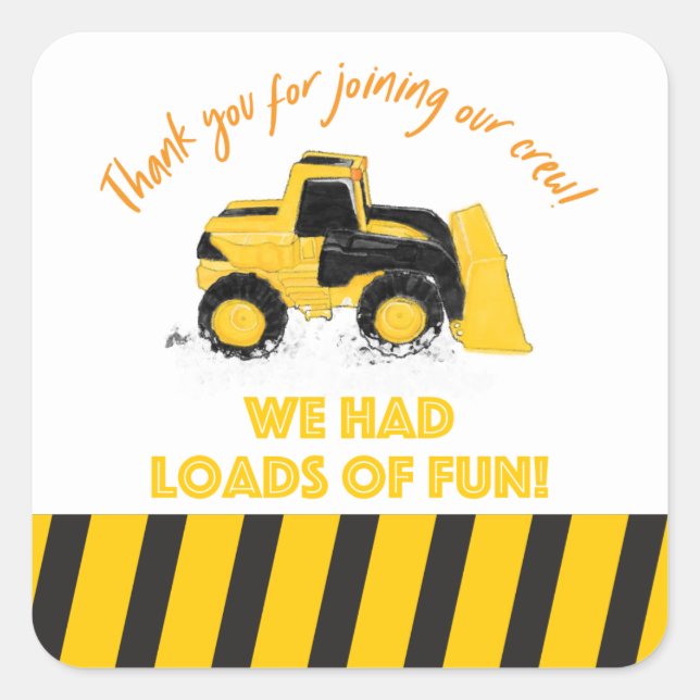 Bau-Party Danke Stickers (Vorderseite)