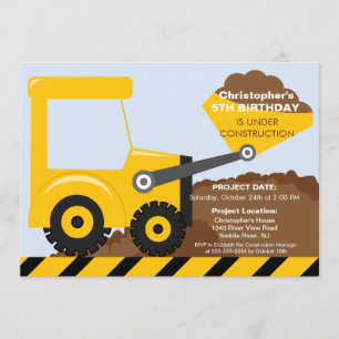 Bau tauscht Geburtstags-Party für Jungen Einladung