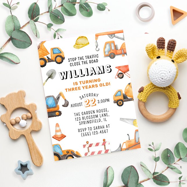 Bau Thema 3 Geburtstag Party Einladung (Von Creator hochgeladen)