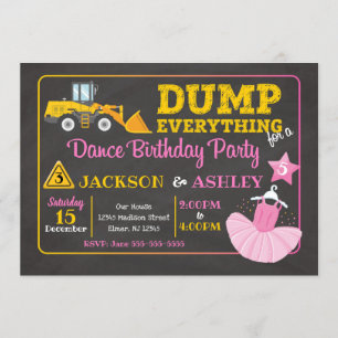 Bau u. Ballerina-gemeinsame Geburtstags-Einladung Einladung