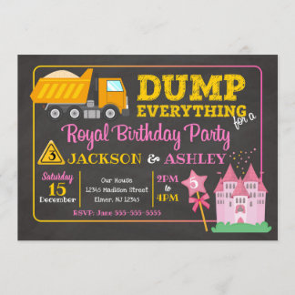 Bau u. Prinzessin Joint Birthday Invitation Einladung