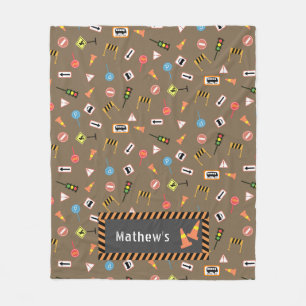 Bau und Straßenschilder braun. Fleecedecke