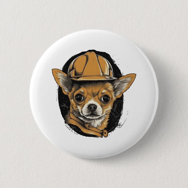 Bau von Bauarbeitern in Chihuahua Button (Vorderseite)