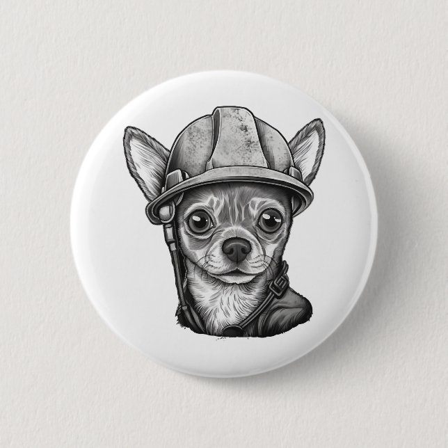 Bau von Bauarbeitern in Chihuahua Button (Vorderseite)