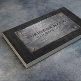 Bau von Beruflichem dunklem Holz und Metall Visitenkarte