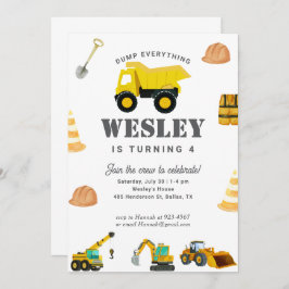 Bau von Lastkraftwagen Geburtstag Einladung