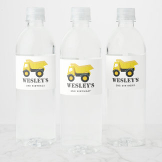 Bau von Lastkraftwagen Geburtstag Wasserflaschenetikett