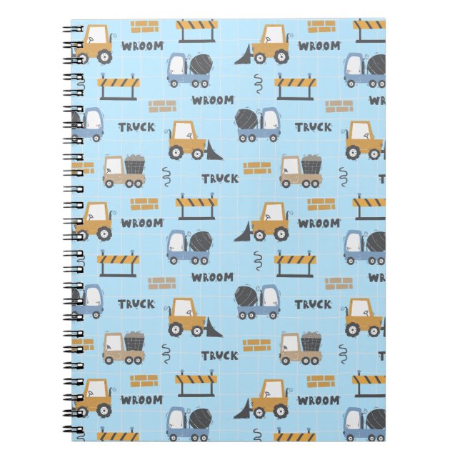Bau von Lastkraftwagen Muster blau Notizblock (Vorderseite)