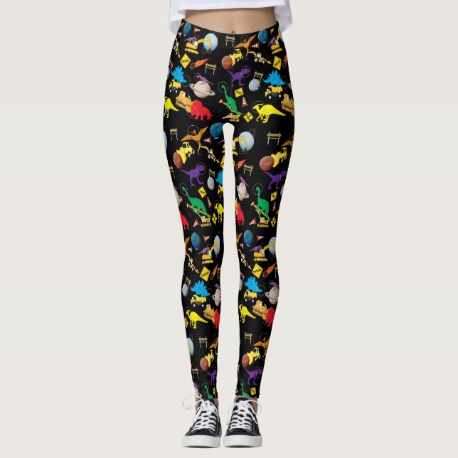 Bau von LKWs Astronaut Dinosaurier im Weltraum Leggings (Vorderseite)