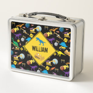 Bau von LKWs Astronaut Dinosaurier im Weltraum Metall Brotdose