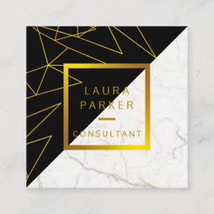 Bau von Schwarz-weißen Imitaten aus Marmor Quadratische Visitenkarte