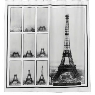 Bau von Turm Gustav Eiffels in Paris Duschvorhang