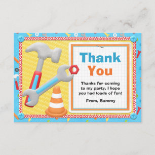 Bau-Werkzeug-Geburtstag danken Ihnen zu kardieren Dankeskarte